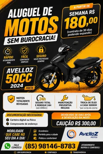 ALUGUEL DE MOTO BAIXA CILINDRADA