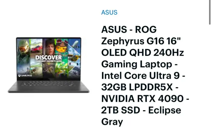 Notebook Asus - Rog Zephyrus G 16 Intel core ultra 9 