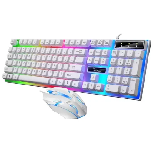 Kit Teclado Semi Mecânico + Mouse gamer 3200dpi Rgb Led USB