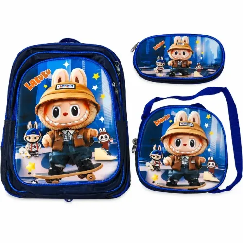 Mochila Infantil Labubu - 3 Peças Leve mais praticidade e estilo para o dia a dia es