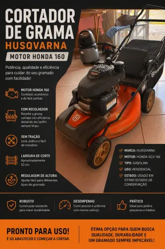 Cortador de grama husqvarna com recolhedor 