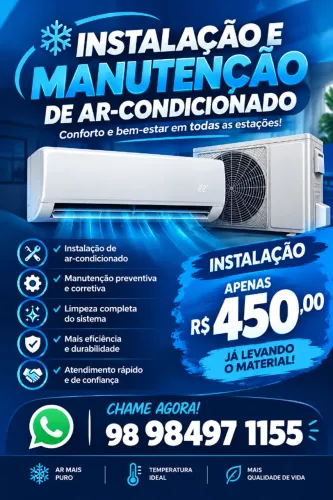 Instalação de ar condicionado no padrão do fabricante até 1m