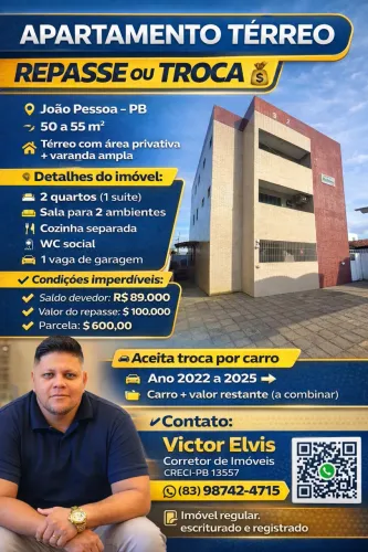 Repasse de apartamento térreo, troco em carro também