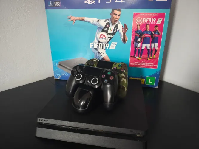 Ps4 Slim 1 Terá + 2 Controles + base de carregamento+ 3 meses de garantia