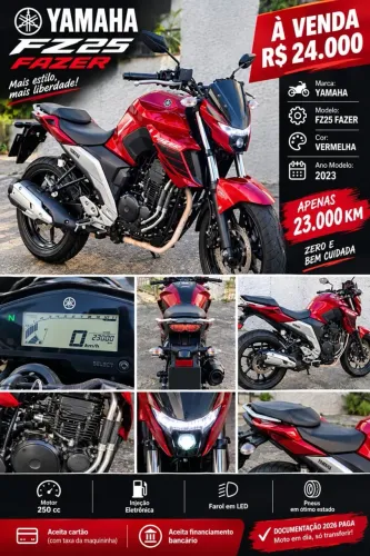 Fazer 250, zerada, com 23.000 km