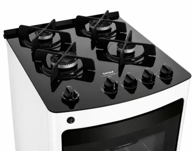 Fogão Consul 4 Bocas Inox com Mesa de Vidro e Grade de Ferro Fundido - CFO4VAR