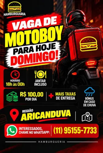 Vaga de Motoboy para Hoje Aricanduva