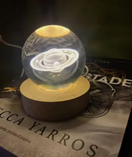 Luminária LED Bola de Cristal Saturno 3D - Decoração e Presente Criativo ?