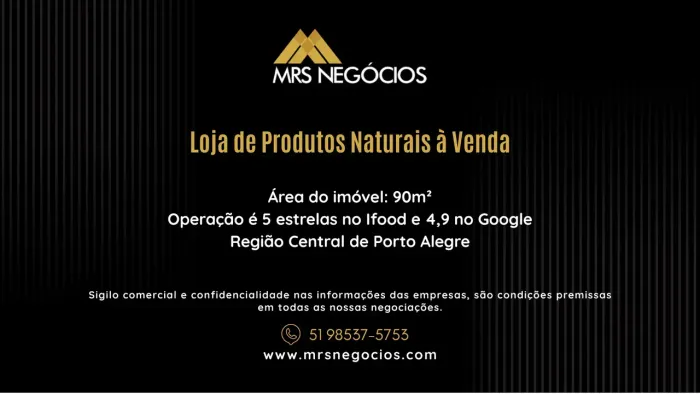 Loja de Produtos Naturais à Venda, 90m² - Região Central de Porto Alegre/RS