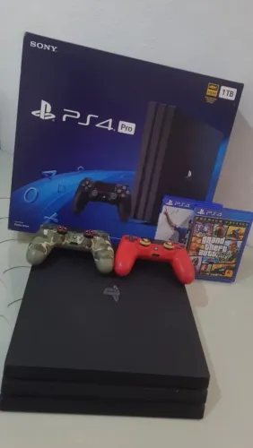 ? PS4 PRO 1TB + 2 CONTROLES ORIGINAIS + FIFA 23 + GTA V<br><br>? **R$ 2.000**