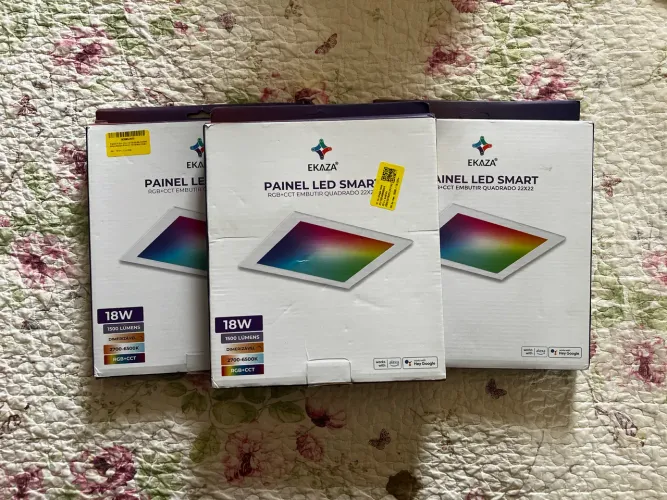 Ekaza Painel Led Inteligente Wifi 18W RGB Embutir Quadrado