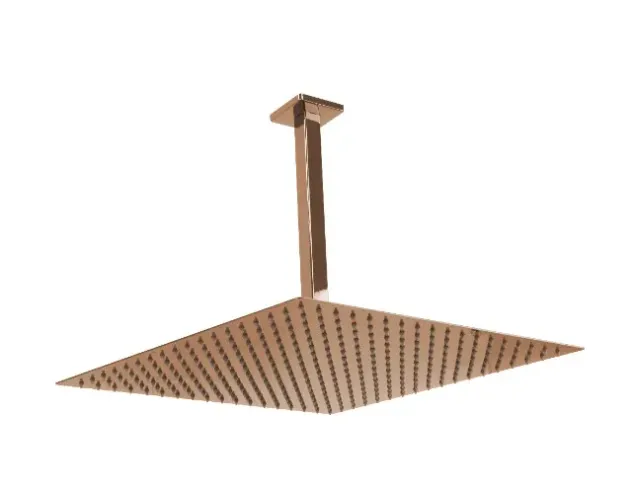 Ducha Inox Rose Golden Espelhado de 40x40 cm com Cano Quadrado com Riscos e Amassados