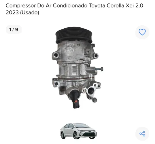 COMPRESSOR AR CONDICIONADO TOYOTA COROLLA XEI 2.0 2023 