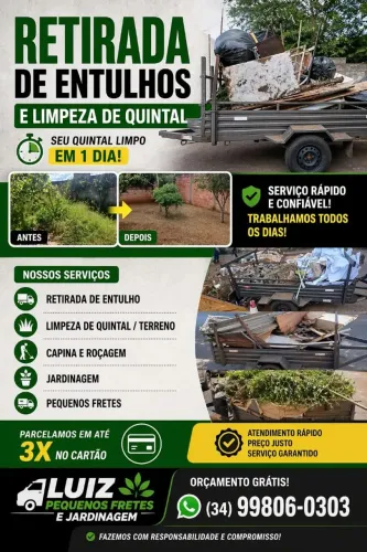 Retirada entulhos e limpeza quintal