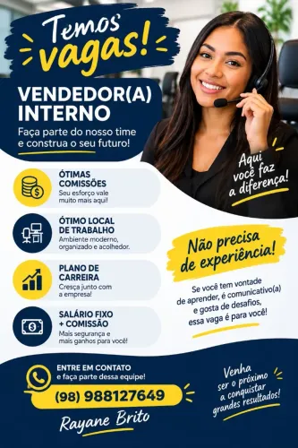 VAGA PARA VENDEDOR INTERNO
