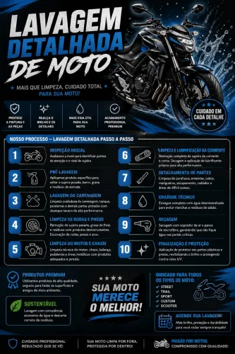 Lavagem detalhada de moto 