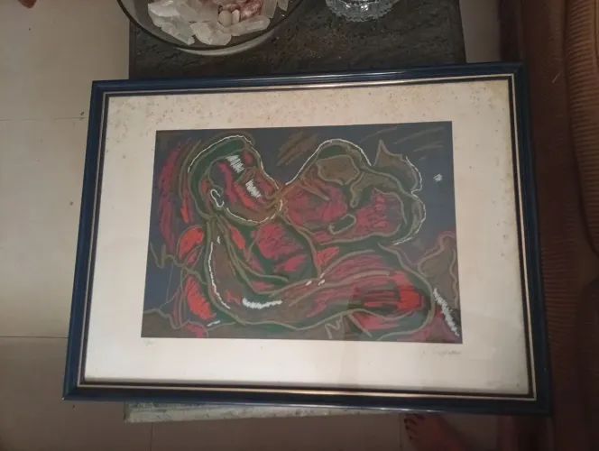 Quadro antigo O beijo de Rubens gerchman