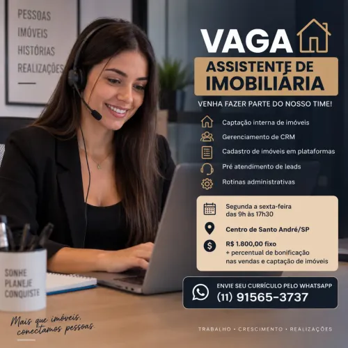 Assistente de Imobiliária - Captação, CRM e Atendimento | Santo André