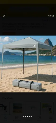 Tenda Dobrável 3x3 Alumínio Leve Cinza, Bolsa De Transporte Kit Fixação