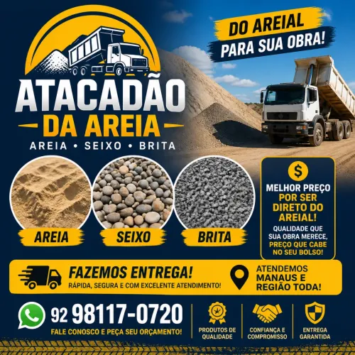 Areia de barranco | Seixo | Brita + Entrega em toda Manaus