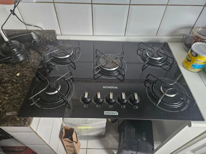 Cooktop 5 bocas mondial convertido para gás encanado