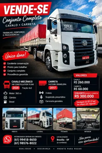 VW Constellation 19.360 2020 + Carreta Graneleira Fachchini 2017