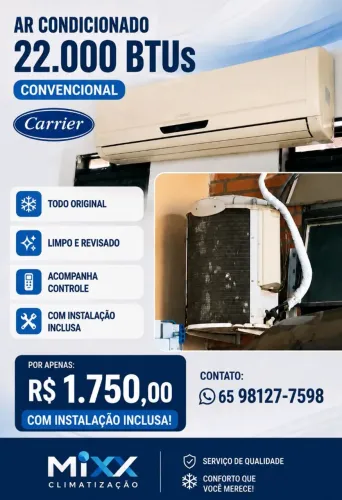 Ar condicionado 22000 BTUs Convencional, Marca Carrier