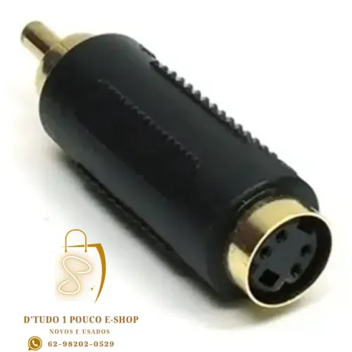 adaptador conversor de vídeo S-Video (Mini DIN 4 pinos) fêmea para RCA macho.