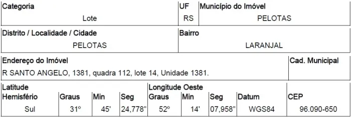 Oferta com excelente localização Terreno no Laranjal, Pelotas - RS, Nº 1381, 300m² | Vend