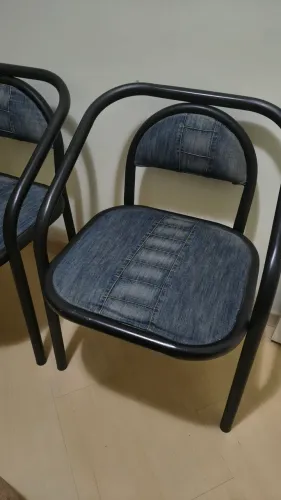 Cadeira ferro vintage revestida jeans