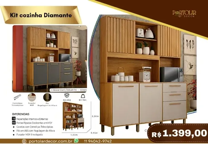 Kit Cozinha Diamante, a pronta entrega