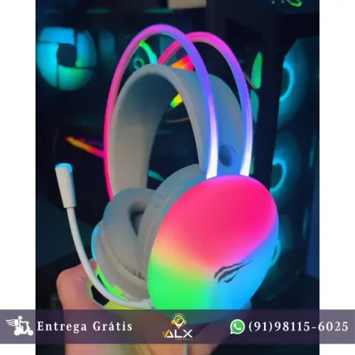 Headset Gamer Havit H2037d Rgb Branco *ENTREGA GRÁTIS*