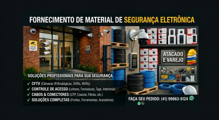 Fornecimento de Câmeras, controle de acesso e alarme