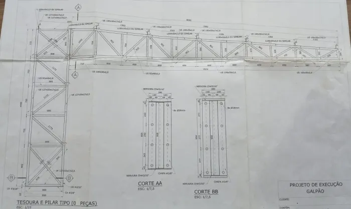 Estrutura metálica para galpão / Modelo mão Francesa