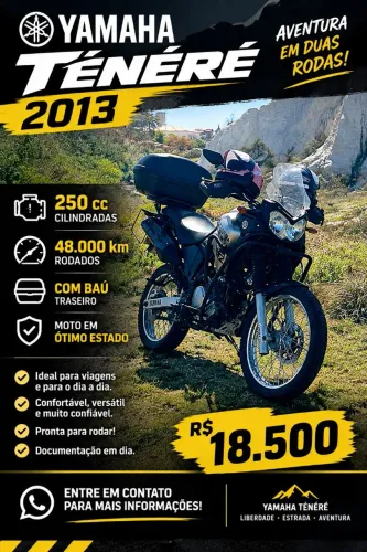Tenere 250cc moto alta confortável sem defeito