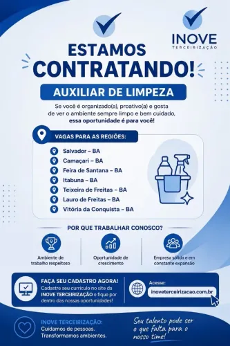 Vaga auxiliar de limpeza BA