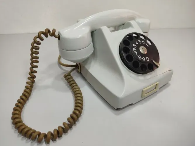 Telefone Baquelite Antigo Mesa Disco Retro Original 2je Branco (Usado)