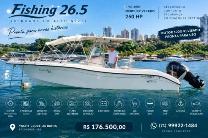 LANCHA FISHING 26,5 - PRONTA PARA NAVEGAR - SALVADOR