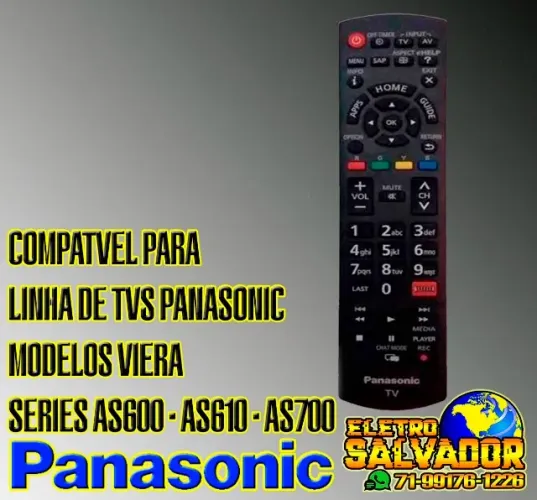 Controle remoto Tvs Panasonic Chat mode Tvs as 600 as 610 as 700