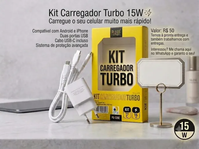 Carregador turbo tipo c para Android, carregue seu celular bem mais rápido