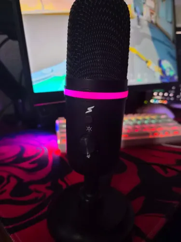 Microfone Gamer rgb - superframe, preto com fio