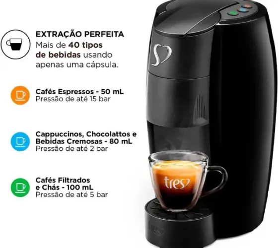 Cafeteira Tres G1 Lov Basic Café Espresso 3 Corações