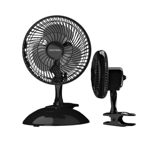 Mini Ventilador De Mesa Ventisol 18w 2 Velocidades 3 Pás Preto 127v Plástico