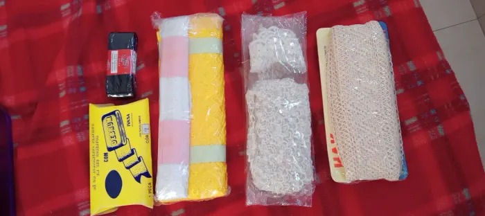 Material para artesanato, renda, fita, bordado inglês 