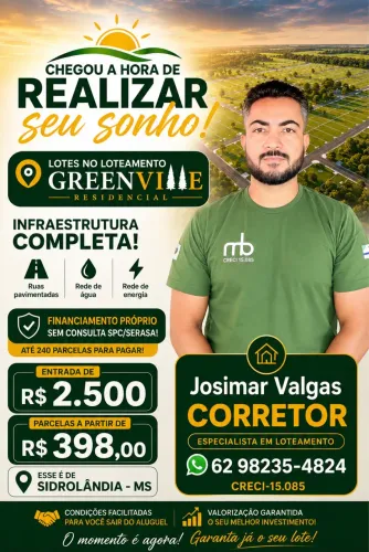 Loteamento Greenville em Sidrolândia-MS