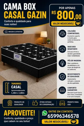 Vende-se cama box de casal R$ 800,00.