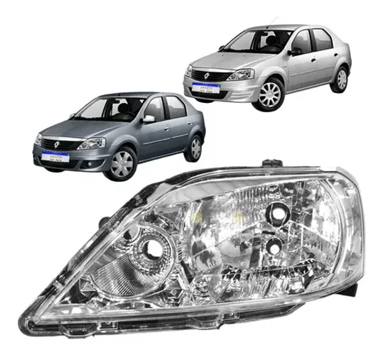 Farol Renault Logan Cromado 2011 2012 2013 Novo Le Esquerdo