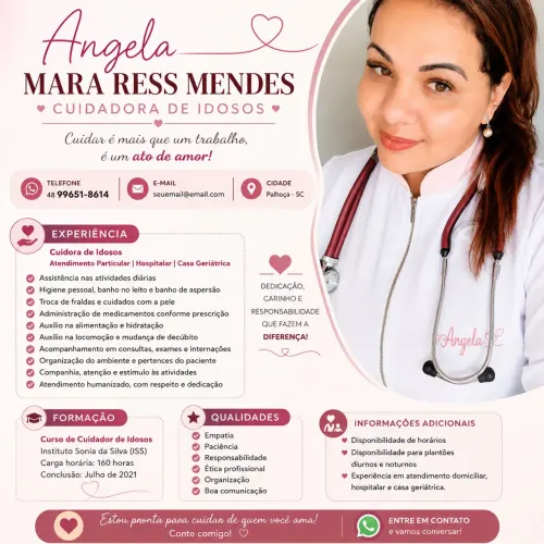 Cuidadora de Idosos | Plantão Hospitalar e Residencial | Florianópolis