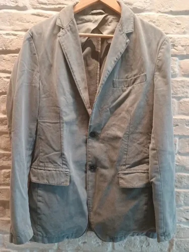 Blazer masculino Benetton moderno nunca usado tam M/G em tecido algodão cinza forrado