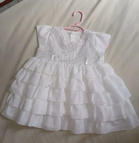 Vestido Branco Infantil / Bebé de Festa e Batizado - Marca Dany Moda Pequena (Tam. 0)